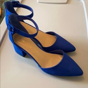 Sapphire Blue Chunky Velvet Heels